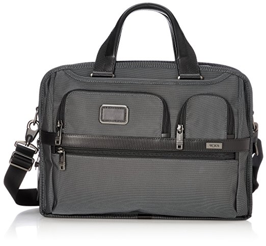Tumi Alpha Expandable Organizer Computer Brief Laptop Briefcase, Pewter, One Size