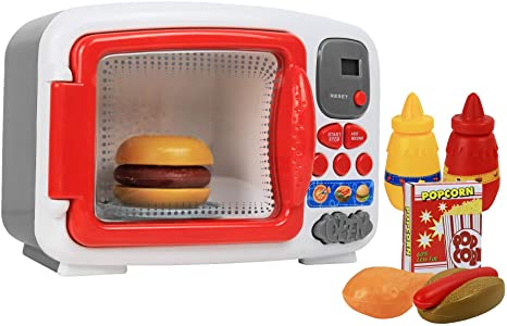 Pretend Play Toy Microwave for Kids with Food Electronic Kitchen Toys