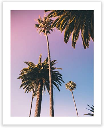Humble Chic Wall Art Prints - Unframed HD Printed Plants Picture Poster Decorations for Home Decor Living Dining Bedroom Bathroom College Dorm Room - Sunset Palm Trees Ombre, 16x20 Vertical