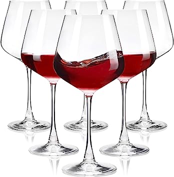 Large Wine Glasses Set of 6, 20 oz Burgundy Red Wine Glasses, Long Stem Wine Glasses Fit for Wine Tasting, Party, Wedding - Clear Glass