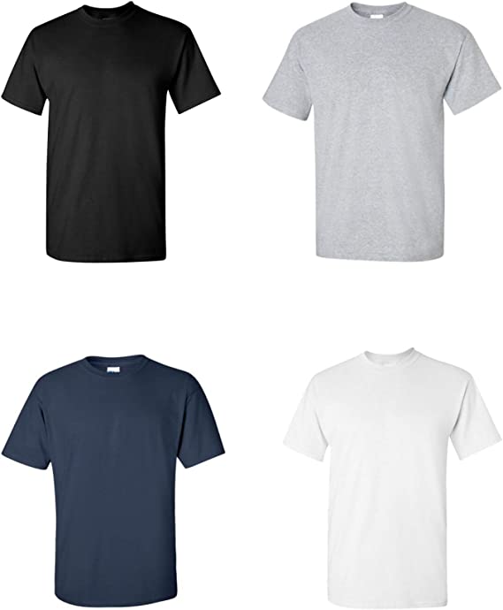 Gildan Men's Heavy Cotton Adult T-Shirt, 4-Pack, Navy/Black/Sportsgrey/White (Medium, Navy/Black/Sportsgrey/White)