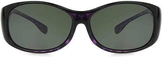 Dioptics / Solar Shield Polarized Oval Fits Over Sunglasses AZT- FO-029, Glossy Black frame, Smoke lenses Large, FO-029 BLK