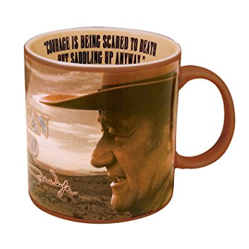 Vandor 15063 John Wayne 20 oz Ceramic "Courage" Mug, Brown