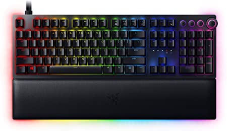 Razer Huntsman V2 Analog Gaming Keyboard: Razer Analog Optical Switches - Chroma RGB Lighting - Magnetic Plush Wrist Rest - Dedicated Media Keys & Dial - Classic Black