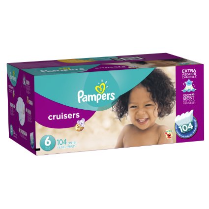 Pampers Cruisers Diapers Economy Plus Pack, Size 6, 104 Count