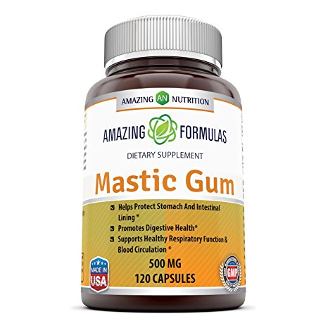 Amazing Formulas Mastic Gum 500 Mg 120 Capsules - Supports Gastrointestinal Health, Digestive Function, Immune Function and Oral Health - An All-natural remedy for Occasional Heartburn and Stomach