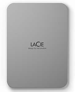 LaCie Mobile Drive Moon, 4TB, Unità disco portatile esterna, Argento, USB-C 3.2, per PC e Mac, riciclata post consumo, con piano Tutte le applicazioni di Adobe e 3 anni servizi Rescue (STLP4000400)