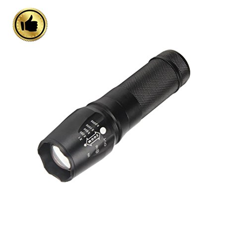 Goldmore Tactical Flashlight 5 Modes XML Portable Handheld Flashlight Portable Outdoor Waterproof LED Torch with Adjustable Focus for Camping Hiking