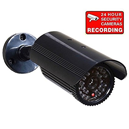VideoSecu Dummy Fake Security Camera Imitation IR Style CCTV Surveillance Flashing Light with Free Security Warning Decal CPX