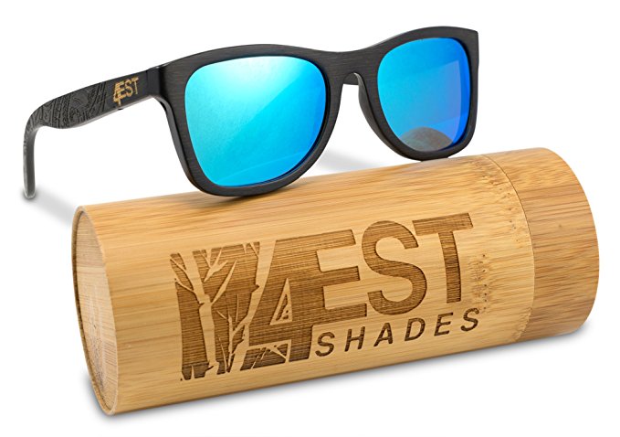 Bamboo Wood Sunglasses -Polarized handmade wooden shades in a wayfarer that Floats!