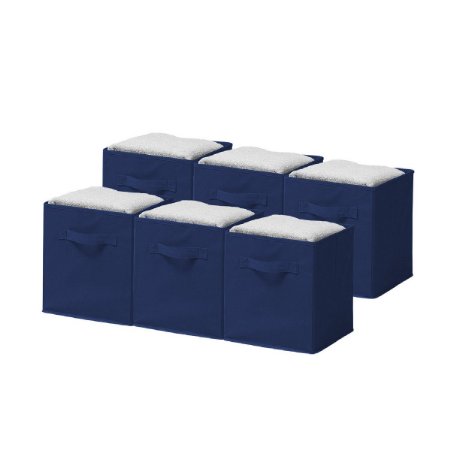 Sorbus® Foldable Storage Cube Basket Bin (6 Pack, Navy Blue)