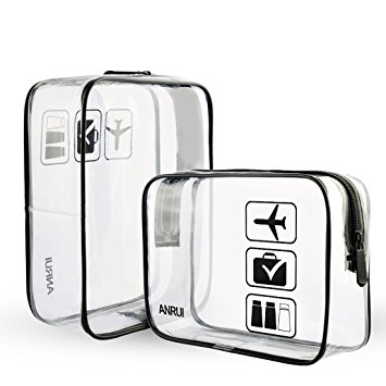 ANRUI Clear Toiletry Bag TSA Approved Travel Carry On Airport Airline Compliant Bag Quart Sized 3-1-1 Kit Travel Luggage Pouch (small, black)