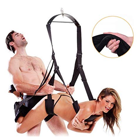 Adult Indoor Swing Set, Indoor Swing with Adjustable Soft Straps - Holds up to 800 lbs(Black)