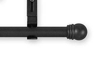 Source Global Unique 50-Inch to 98-Inch Adjustable Curtain Rod Sets, Ball Style, Black