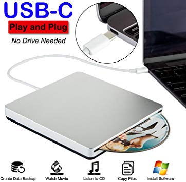 USB C Superdrive NOLYTH USB3.0 External DVD CD Drive External DVD CD Burner Drive compatible with MacBook Air/Pro/Laptop/PC/Windows 10 (Silver)