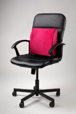 LuxFit Premium Back Support Lumbar Soft Seat Cushion 100% Memory Foam - 2 Year Warranty (Pink)