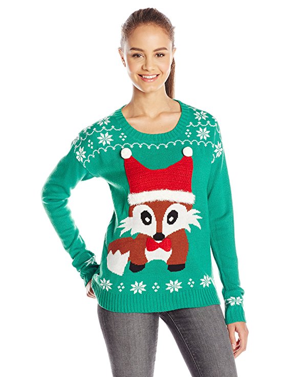 Blizzard Bay Juniors' Christmas Fox 3D Sweater