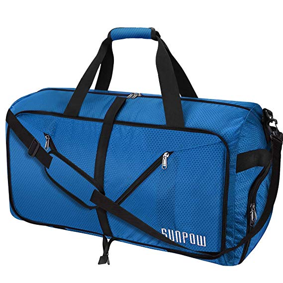 SUNPOW 65L Travel Duffel Bag, Gym Bag With Shoes Compartment Tear & Water Resistant Foldable Duffle Bag For Men Women …