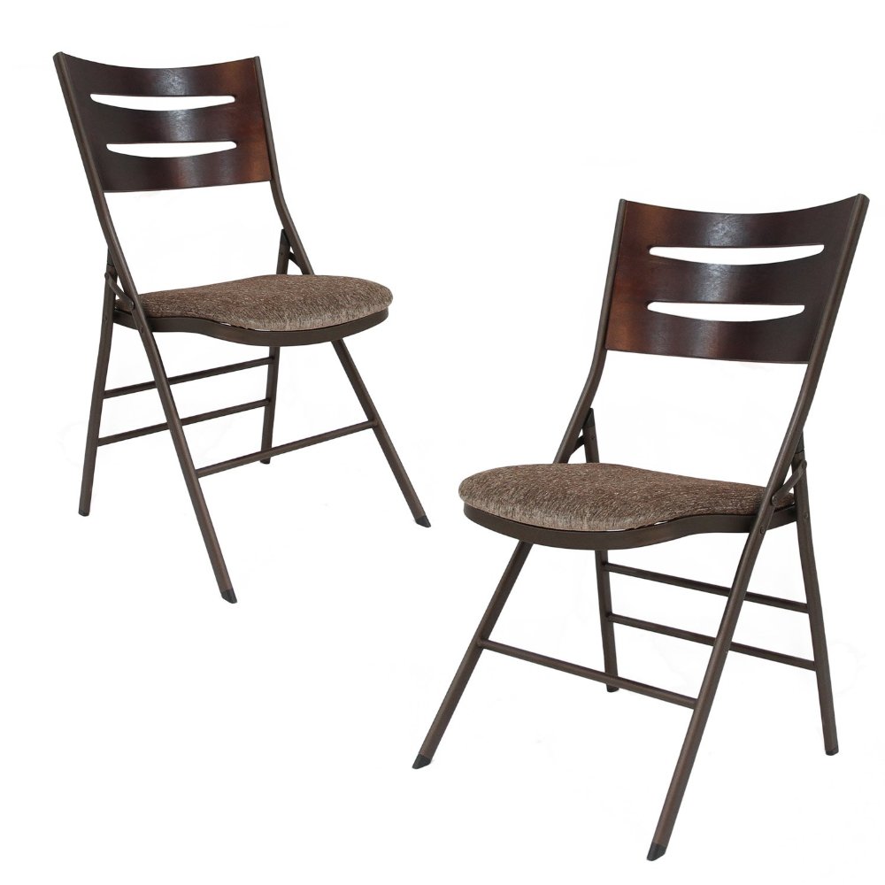 Edeco Tubular Steel Brown Power Coated Folding Chair set of two