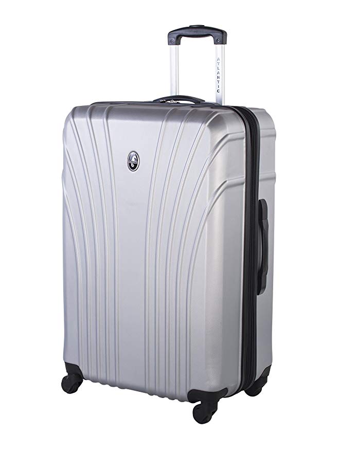 Atlantic Beaumont Large Checked Luggage - Hardside Expandable Spinner Luggage 28-Inch, Silver