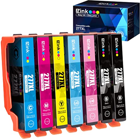 E-Z Ink Remanufactured Ink Cartridge Replacement for Epson 277XL 277 T277XL to use with XP-960 XP-850 XP-860 XP-950 Printer (2 Black 1 Cyan 1 Magenta 1 Yellow 1 Light Cyan 1 Light Magenta) 7 Pack