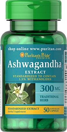 Puritan's Pride Ashwagandha Standardized Extract 300 mg-50 Capsules