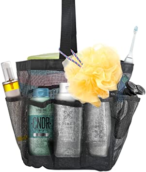 Mesh Shower Caddy Basket, Girls and Boys Shower Tote Bag Hanging Toiletry Bag Basket with 9 Pockets, for Gym Dorm Bathroom Travel