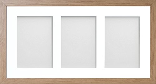 Frame Allington Range 20 x 10 Inches Beech Picture Photo Frame with White 3-Aperture Mount for Image Size 7 x 5 Inches (Portrait)