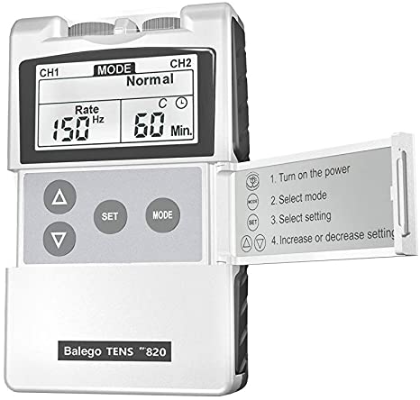 Balego TENS Machine Digital 100mA Edition with Kit, Placement Chart and 5 Therapy Modes for Pain Relief