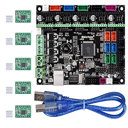 Aoicrie MKS Gen L V1.0 3D Printer Integrated Mainboard Controller PCB Board Compatible Ramps1.4/Mega2560 R3 with A4988 Motor Driver for 3D