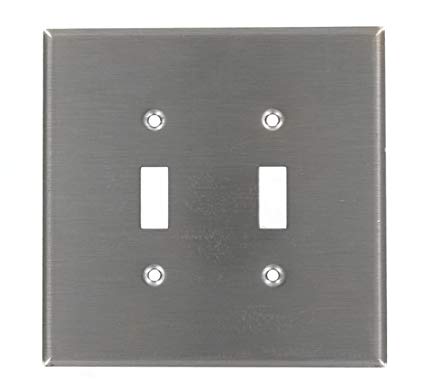 Leviton 84109-40 2-Gang Toggle Device Switch Wallplate, Device Mount, Stainless Steel