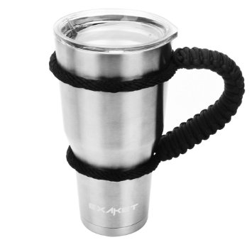 EXAKET Travel Tumbler (30 OZ) - Double Wall Vacuum Insulated Stainless Steel Tumbler with Handmade Paracord Handle - Ice Cold and Coffee Hot, No Sweat Thermos Travel Mug, BPA Free & Air Tight Seal Lid