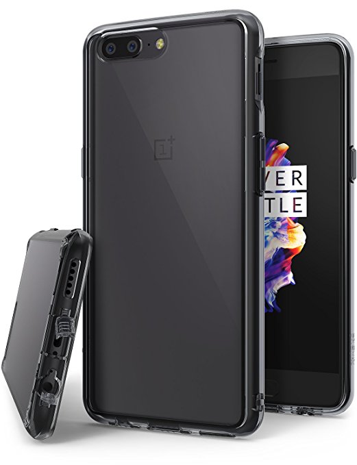 OnePlus 5 Case, Ringke [FUSION] Crystal Clear PC Back TPU Bumper [Drop Protection/Shock Absorption Technology] Raised Bezels Protective Cover for OnePlus5 - Smoke Black