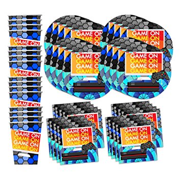 Video Gaming Game On Birthday Party Supplies Set Plates Napkins Cups Tableware Kit for 16