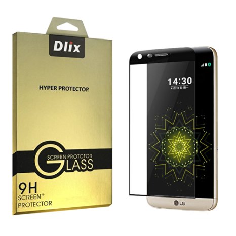 Dlix 3D Tempered Glass Screen Protector for LG G5, 360° Full Cover,Touch Sensitivity, 9H Anti-scratch, Anti-finger printer- Black