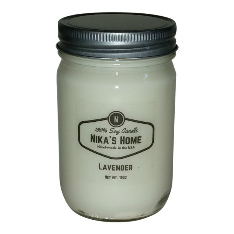 Nika's Home Lavender Soy Candle - 12oz Mason Jar