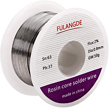 EULANGDE 63-37 Tin Lead Rosin Core Solder Wire with High Fluidity and Gloss and to Nice Shiny Joints For Electrical Soldering 0.5mm 0.6mm 0.8mm 1.0mm 50g 100g 1lb (0.8mm/50g)