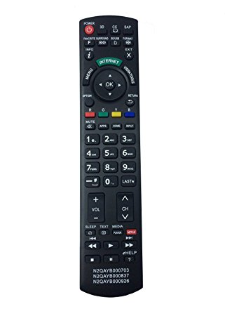 Vinabty N2qayb000703 N2qayb000837 N2qayb000926 Replaced Remote Control fit for Panasonic Tc55dt50 Tcl42et5 Tcl47dt50 Tcl47et5 Tcl47wt50 Tcp50gt50 Tcp55gt50 Tcp55st50 Tcp55vt50 Tcp60gt50 Tcp60st50 Tcp65gt50 Tcp65st50 Tcp65vt50 Tc-55let64 Tc-l47et60 Tc-l50et60 Tc-l55et60 Tc-p50st60 Tc-p55st60 Tc-p60st60 Tc-p65st60 Tc-l42et60
