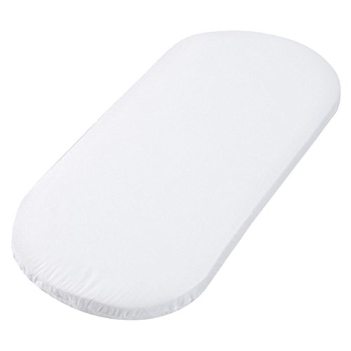 Jersey Knit Bassinet Sheet with Fitted Stretch, Ideal for Bassinet Mattress, 30" x 16" x 2", White, Pack of 2