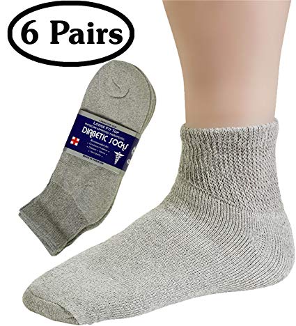 Diabetic Socks Mens Cotton 6-Pack Ankle Grey By DEBRA WEITZNER