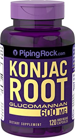 Konjac Root Fiber Glucomannan 600 mg 120 Quick Release Capsules Dietary Supplement