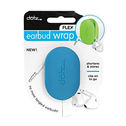 Dotz Flex Earbud Wrap for Cord and Cable Management, Cyan Blue (FXW37M-CC)