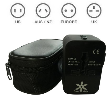 Travel Ninja All-In-One International Power Adapter w/ Leather Travel Case (UK/UK/EUR/AUS)