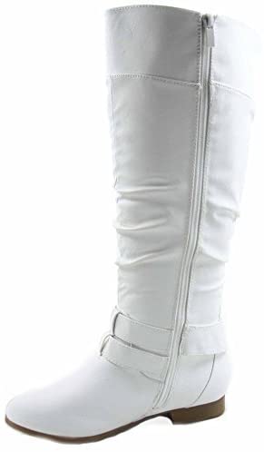 Top Moda Coco-20 Women's Fashion Round Toe Low Heel Knee High Zipper Riding Boot Shoes