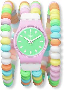 Swatch Women Dress Pink Watch Plastic Quartz Caramellissima S