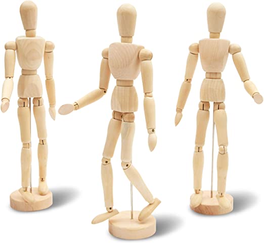 Le Juvo Posable, Moveable Drawing Mannequin, Wooden Figure Model (13 in, 3-Pack)