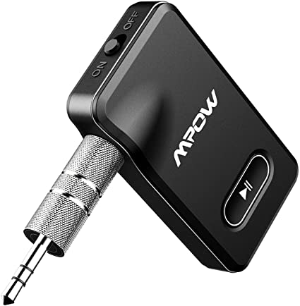 Mpow BH129 Bluetooth Receiver for Car, Aux Bluetooth Car Adapter 5.0 for Wired Speakers/Headphones/Home Music Streaming Stereo,15-Hour Battery Life,Easy Control On/Off Slider, Built-in Microphone