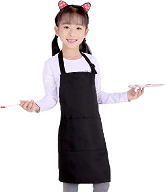 Nanxson Kids Apron 7-13 Year Adjustable Child Bib Aprons with 2 Pockets for Kitchen Cooking, Baking, Painting AL8025