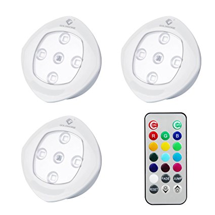 Puck Lights with Remote Control,3 Pack RGB Color Changing Push Light for Closet-Battery Operated Tap Light under-Cabinet Lighting,Stick on Ambiance Lighting for Wedding Party Holiday