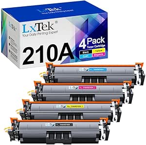 LxTek 210A 210X Toner Cartridges 4 Pack (with Chip) Replacement for HP 210A 210X W2100A W2100X Compatible with HP Color Laserjet Pro MFP 4301fdw 4301fdn Pro 4201dw 4201dn Series Printer (B/C/Y/M)